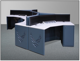 Omni Workstations with Custom Emblems and Desktop Turret